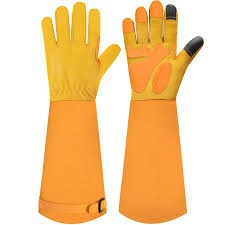 Touchscreen Leather Gardening Gloves with Extended Forearm Protectio
