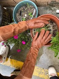 Leather Gardening Gloves with Extended Cuff