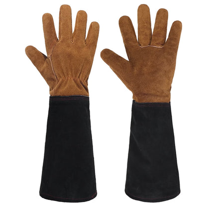 Heavy Duty Leather Gardening Gloves with Long Sleeve Cuff
